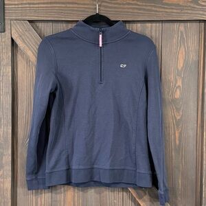 Vineyard Vines Women's Blue Quarter-Zip Cotton Pullover Sweater Blue Size Small